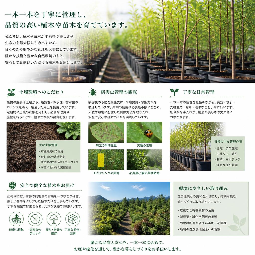 高品質な植木・苗木の育成管理
