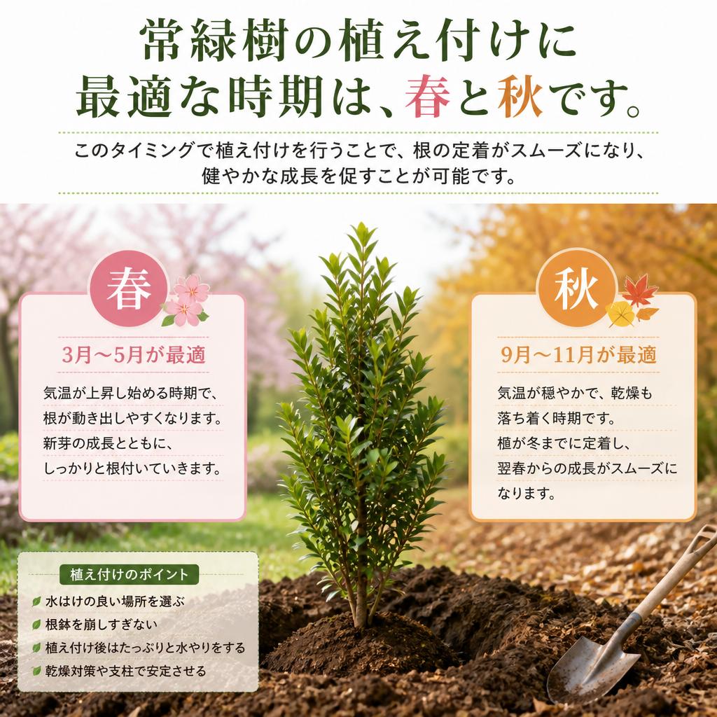 常緑樹の植え付け時期とは？