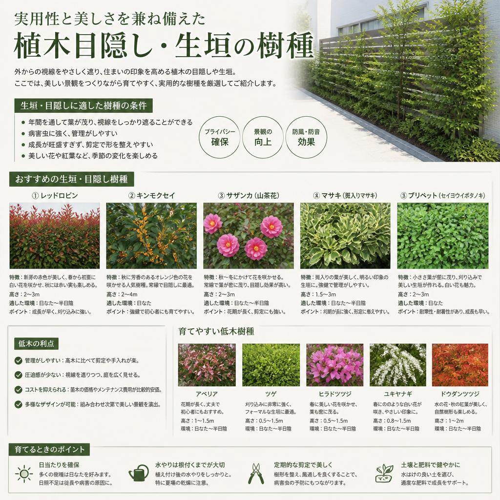 おすすめの植木目隠し・生垣の樹種