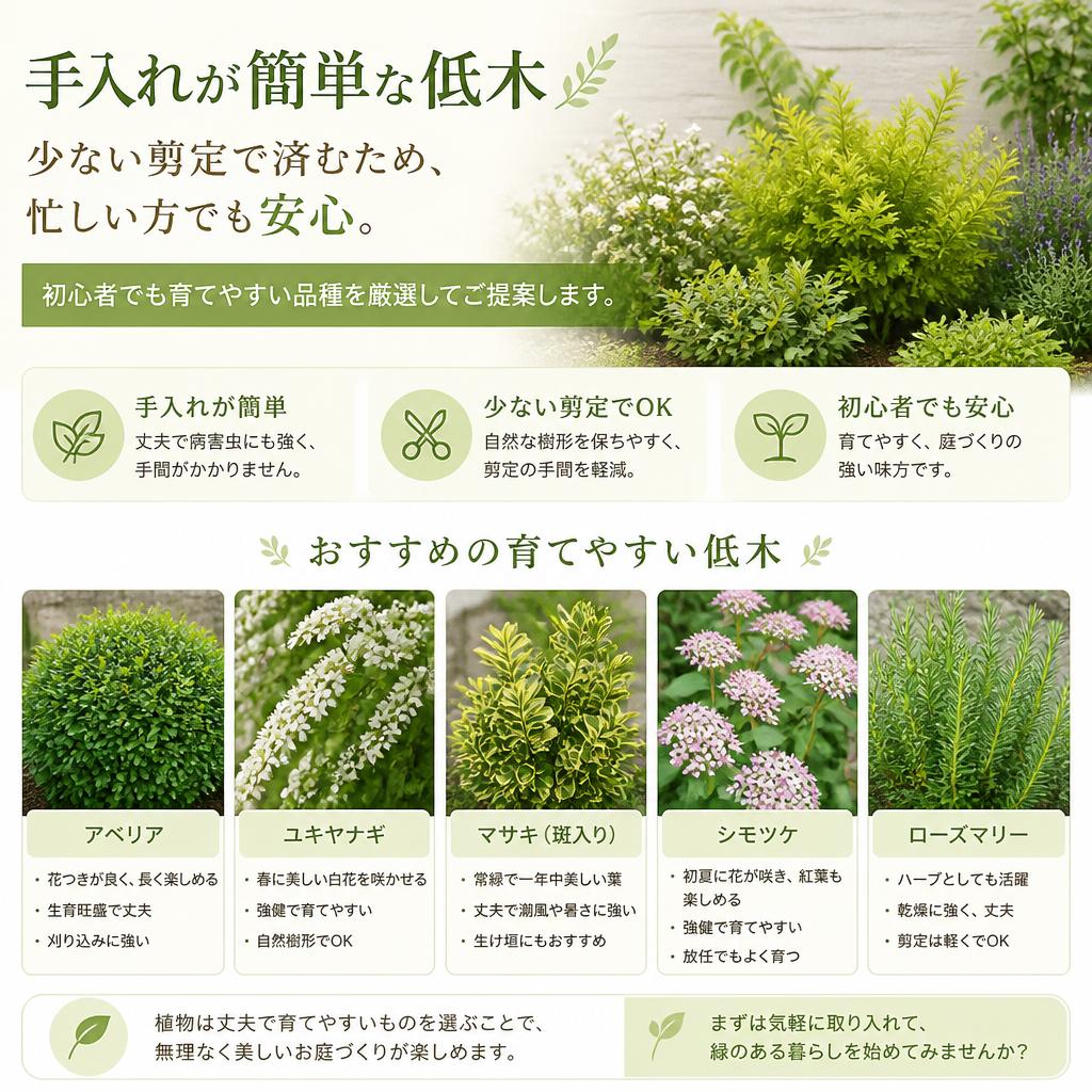 2. 手入れが簡単な低木の特徴