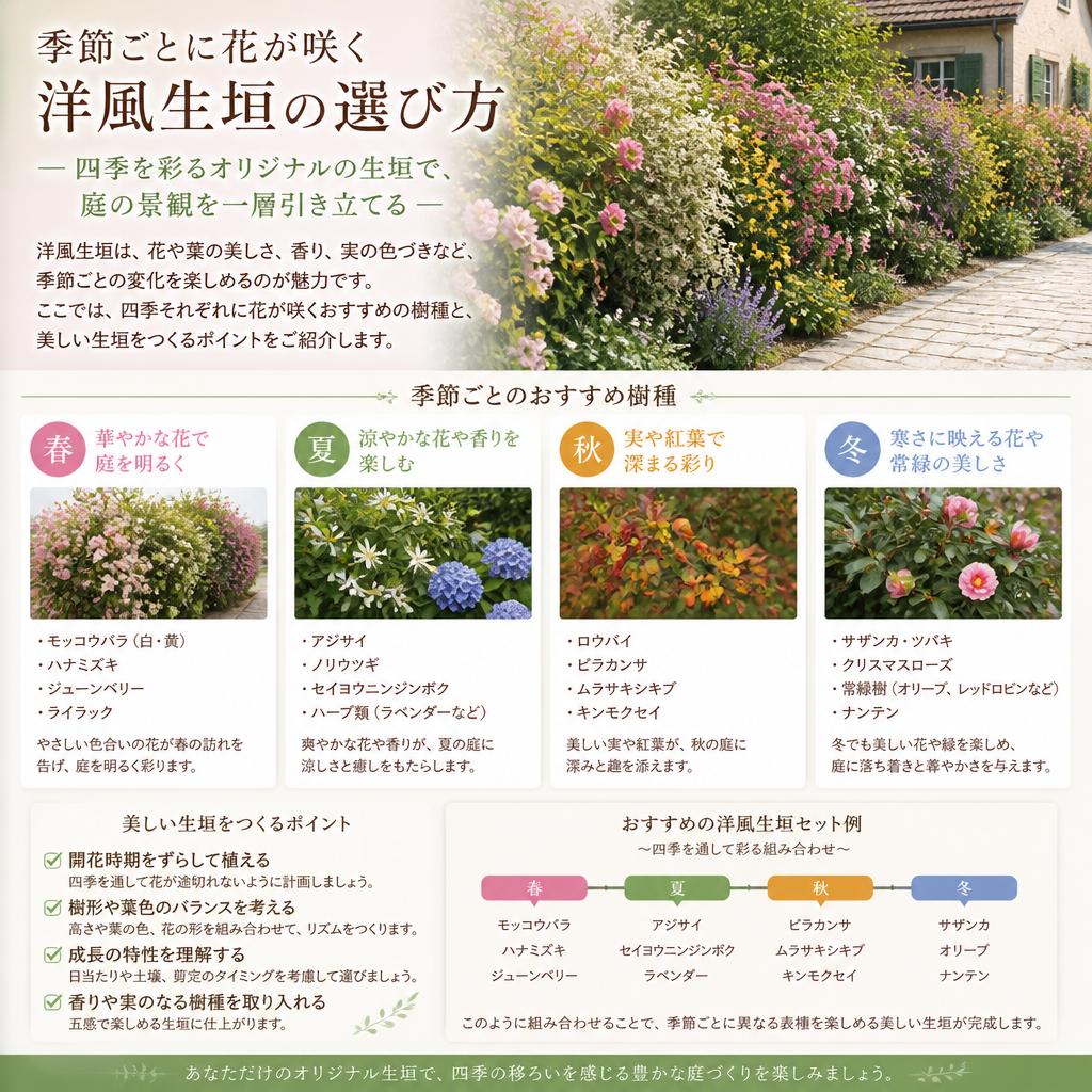 多彩な花が咲く洋風生垣のご提案