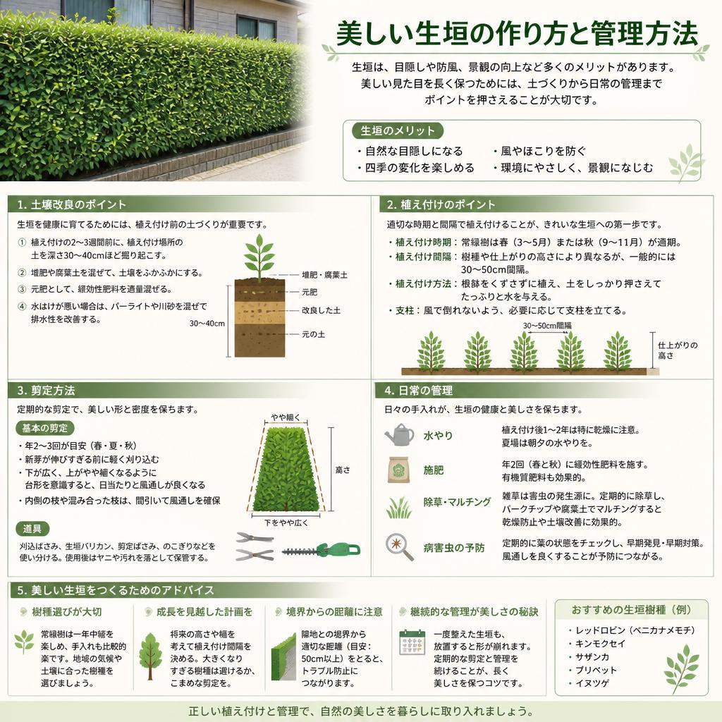 生垣作りのための重要なポイント