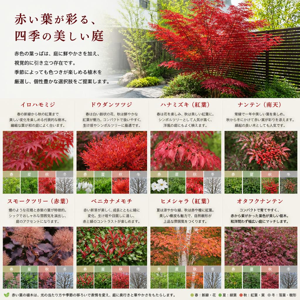 赤色の葉っぱの植木