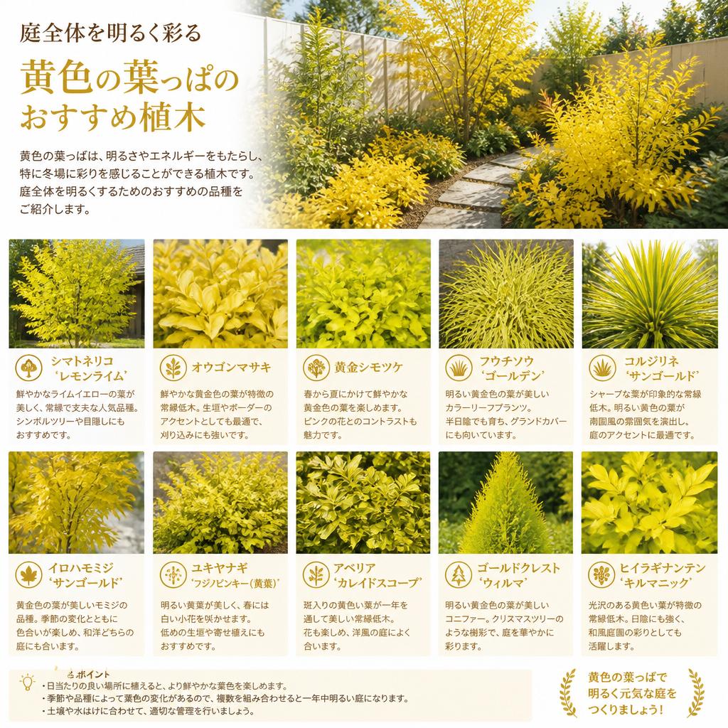 黄色の葉っぱの植木