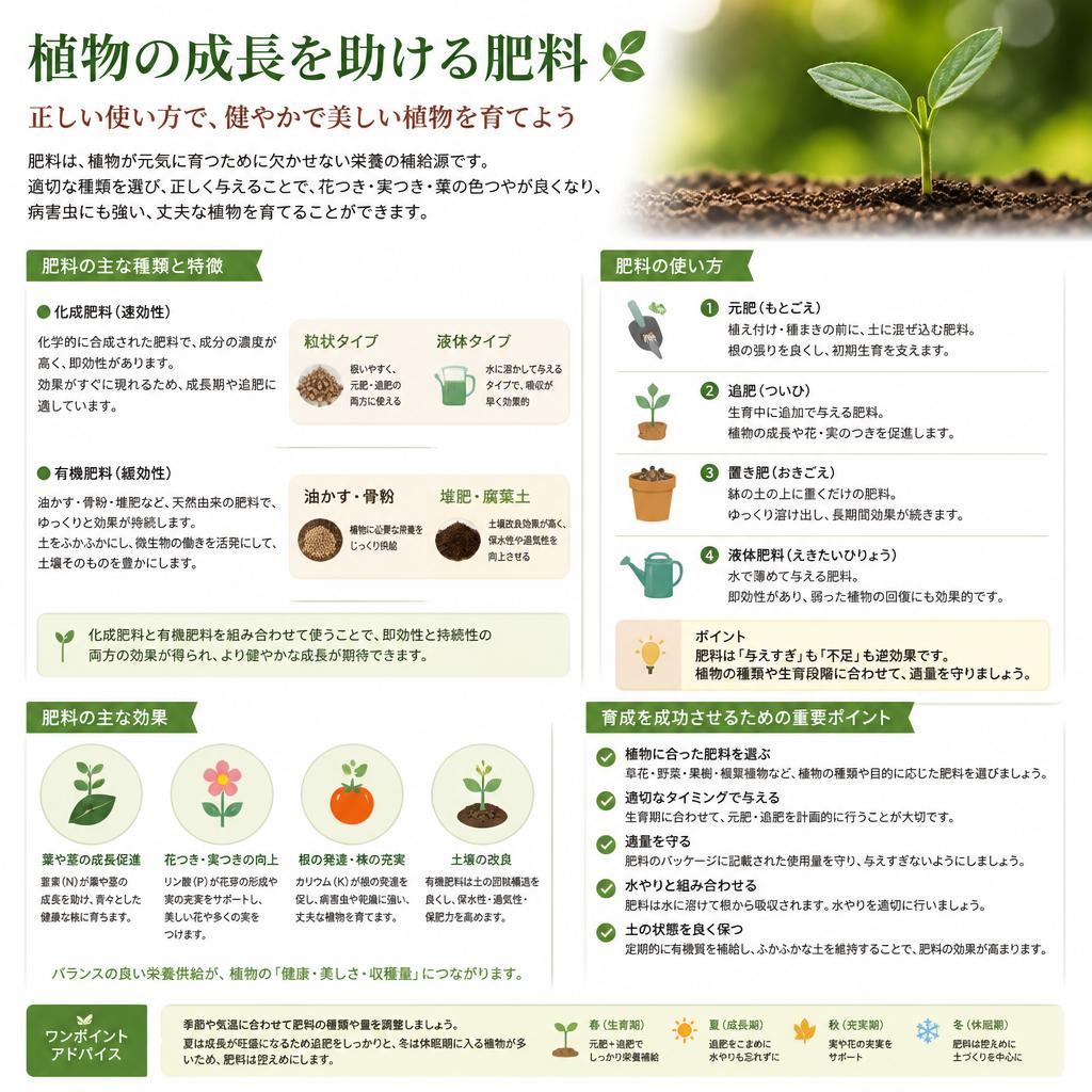 健全な植物の育成に不可欠な肥料