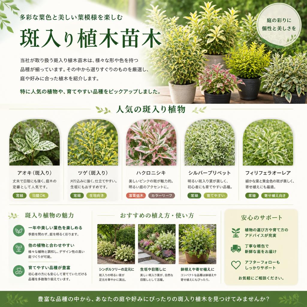 2. おすすめの斑入り植木苗木ラインアップ