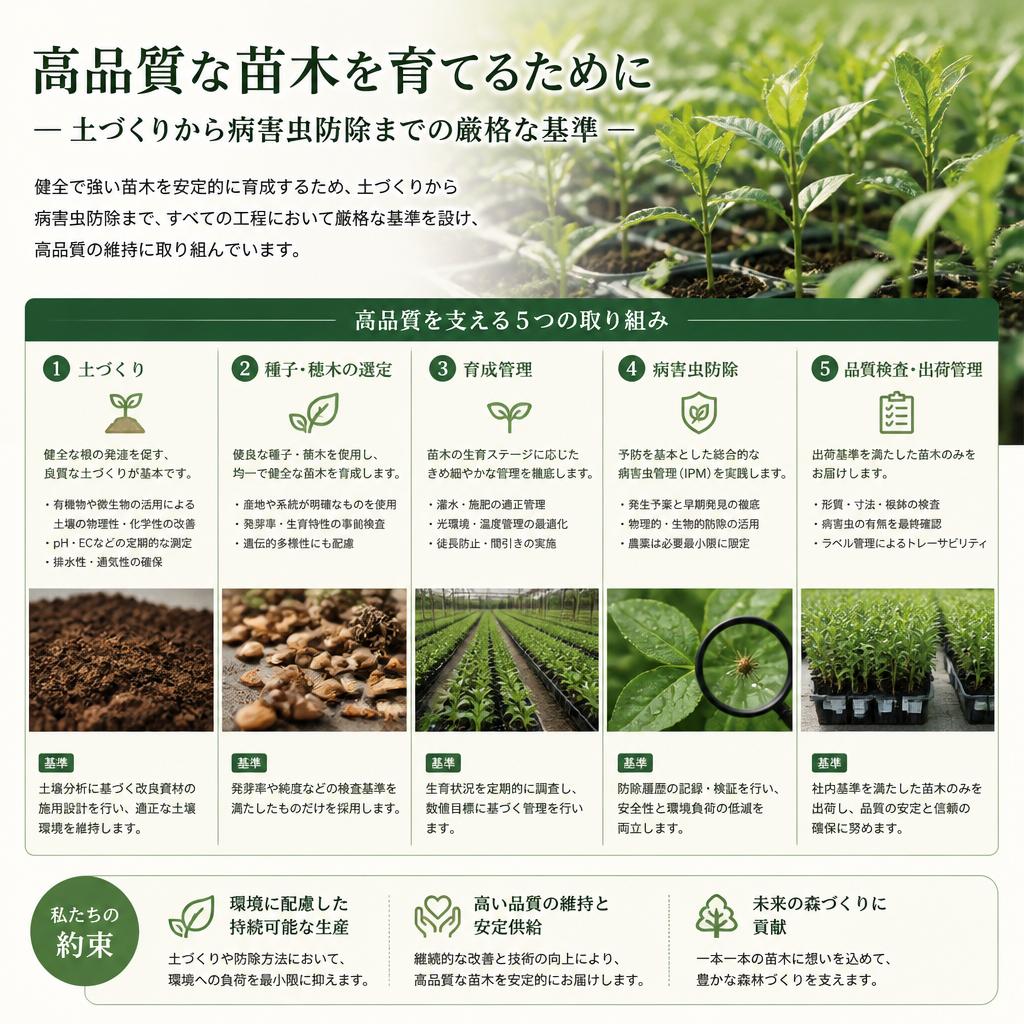品質にこだわった育成管理