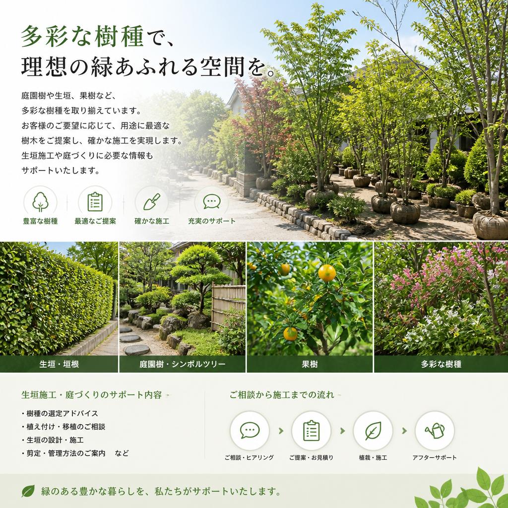 豊富な品種と用途に応じた提案