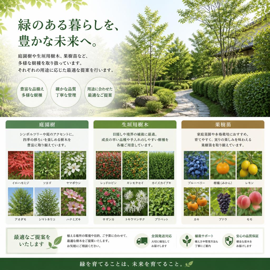 多彩な品種の取り揃え